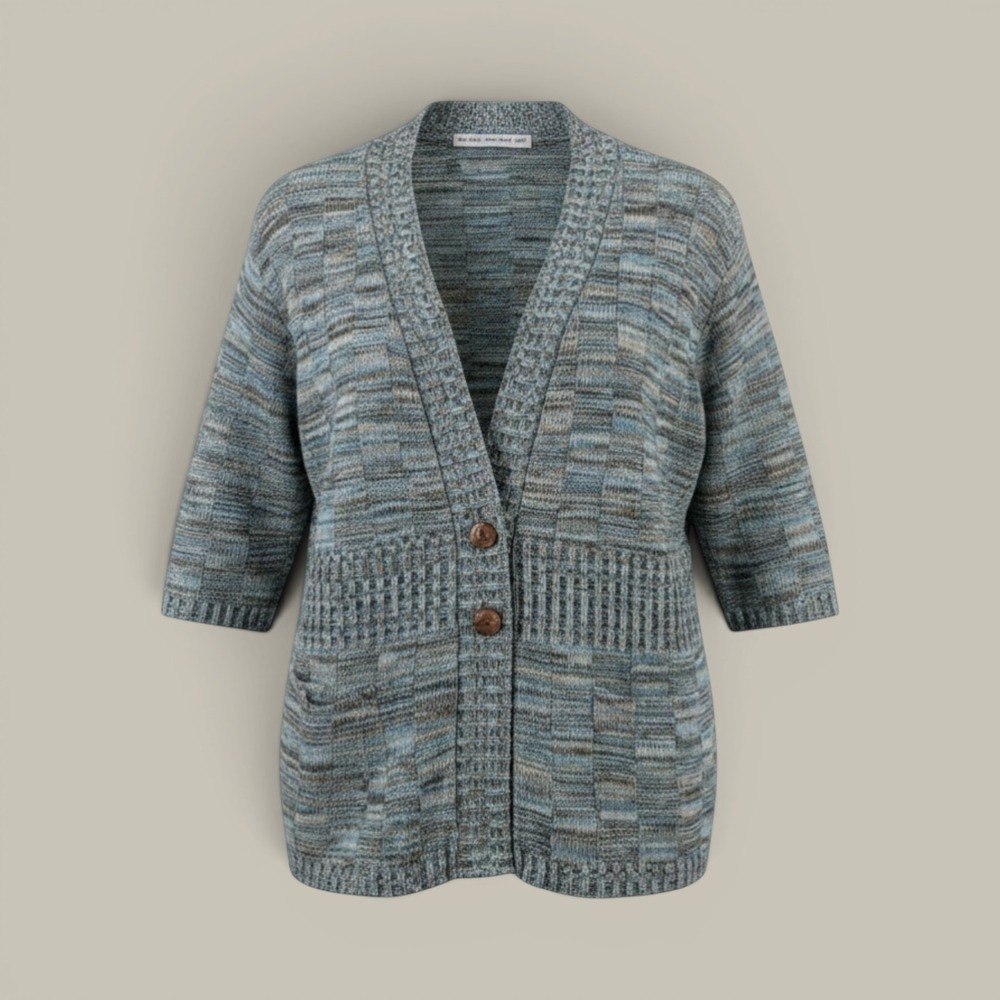 Two-One-Two New York Cardigan L Blue Art Teacher Boho Costal Grandma Capsule